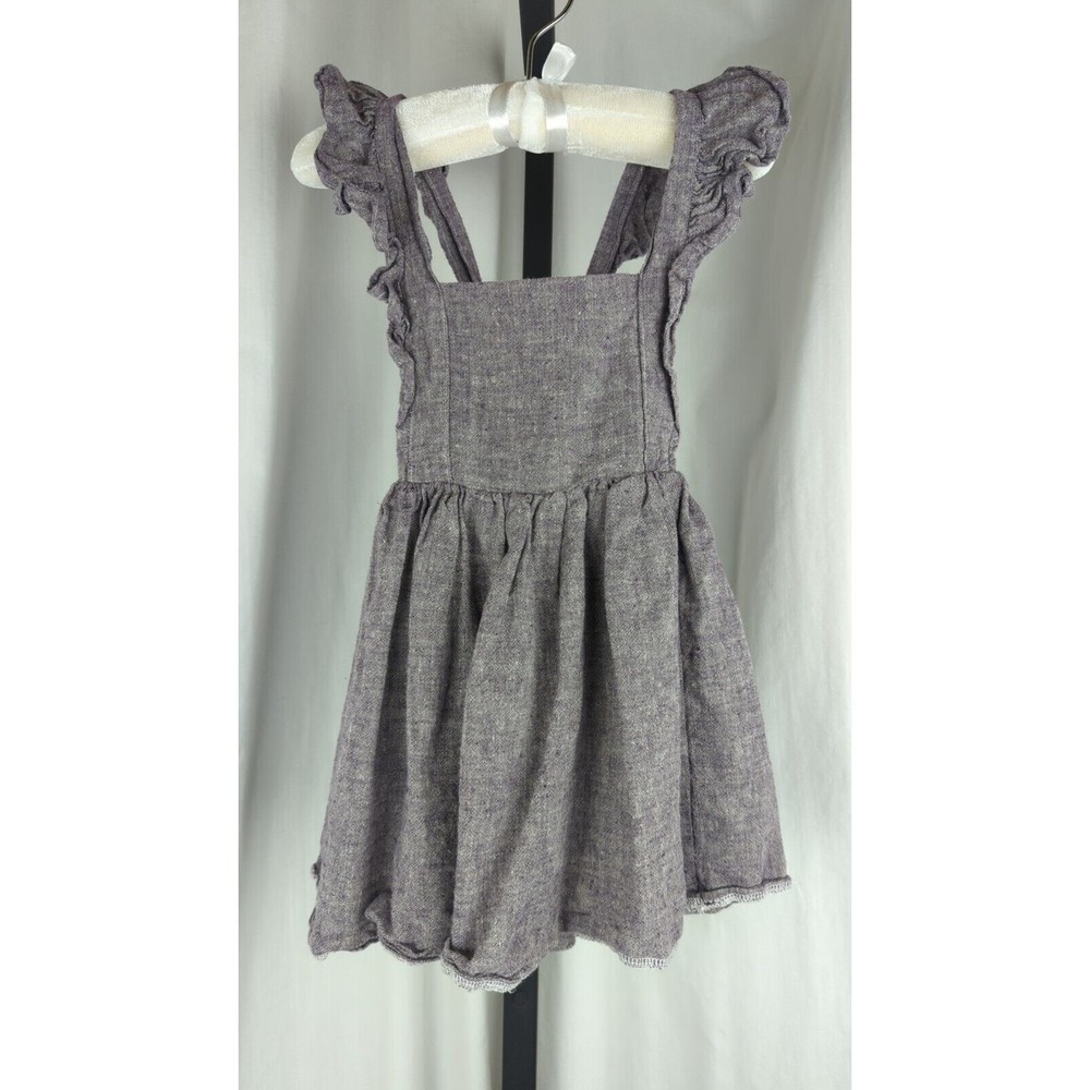 WILD ROSE handmade Flutter Dress Purple Cross Back Linen 2T